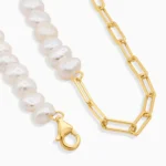 Colier argint placat aur Ivory Glow vedere frontala