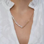 Colier argint placat aur Ivory Glow vedere frontala