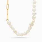 Colier argint placat aur Ivory Glow vedere frontala