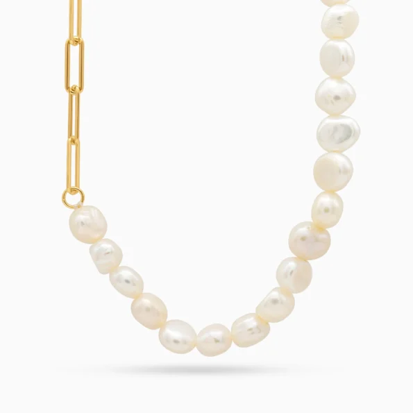 Colier argint placat aur Ivory Glow vedere frontala