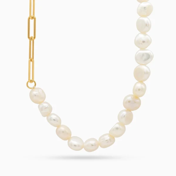 Colier argint placat aur Ivory Glow vedere frontala
