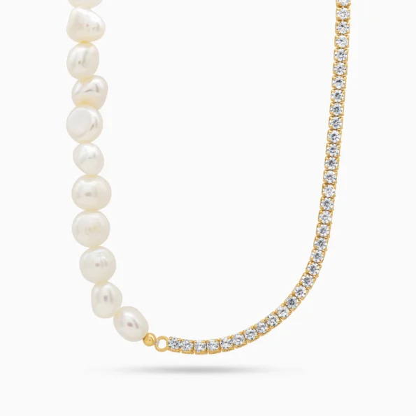 Colier argint placat aur Timeless Glow vedere frontala