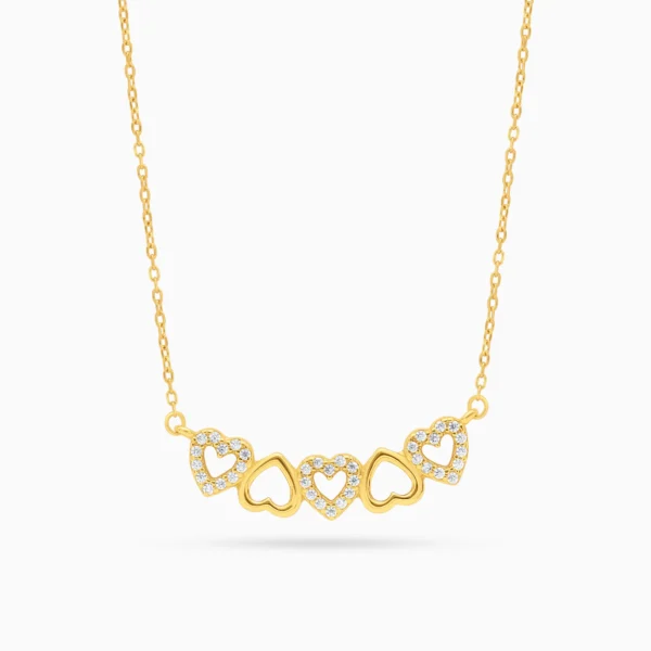 Colier argint placat aur inimi stralucitoare love spark vedere frontala