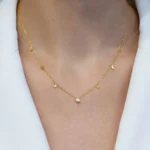 Colier argint placat aur luna stele night sky vedere frontala