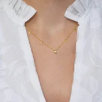 Colier argint placat aur luna stele night sky vedere frontala