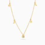 Colier argint placat aur luna stele night sky vedere frontala