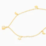 Colier argint placat aur luna stele night sky vedere frontala