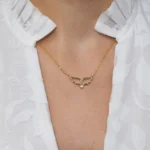 Colier argint placat aur pandantiv aripi Angel Wings vedere frontala