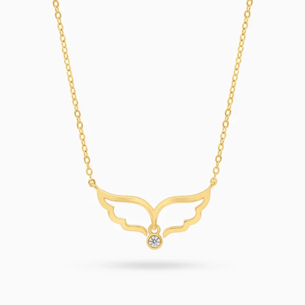 Colier argint placat aur pandantiv aripi Angel Wings vedere frontala