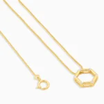 Colier argint placat aur pandantiv hexagonal modern hex vedere frontala