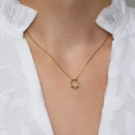 Colier argint placat aur pandantiv hexagonal modern hex vedere frontala
