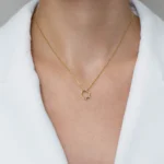 Colier argint placat aur pandantiv hexagonal modern hex vedere frontala