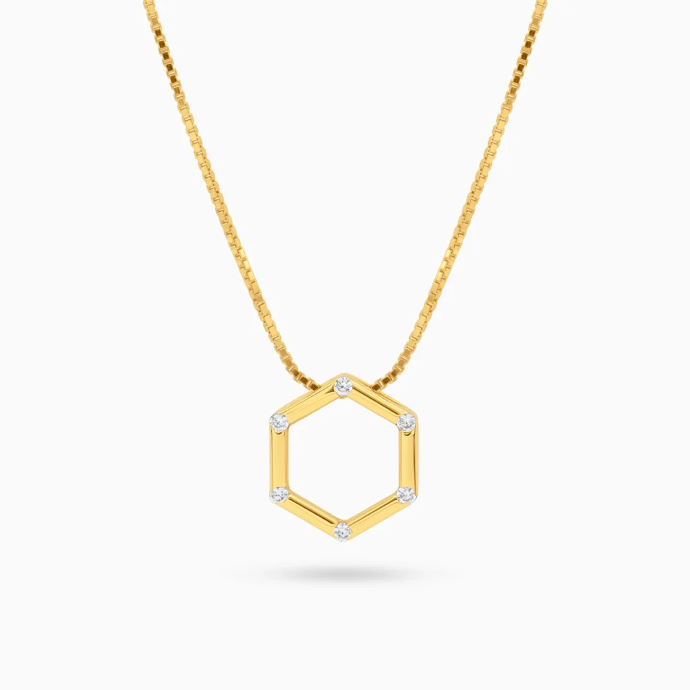 Colier din argint placat cu aur de 18K și pandantiv hexagonal – Modern Hex