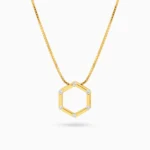 Colier argint placat aur pandantiv hexagonal modern hex vedere frontala