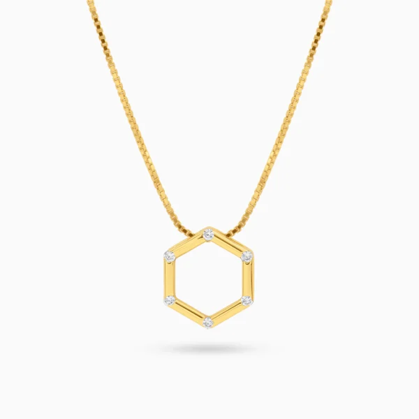 Colier argint placat aur pandantiv hexagonal modern hex vedere frontala