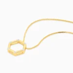 Colier argint placat aur pandantiv hexagonal modern hex vedere frontala
