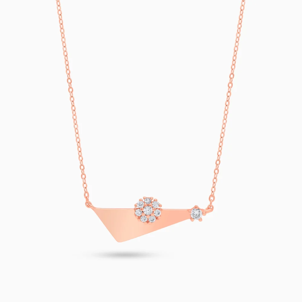 Colier din argint placat cu aur roz cu pandantiv geometric – Rose Harmony
