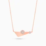 Colier argint placat aur roz pandantiv geometric rose harmony vedere frontala