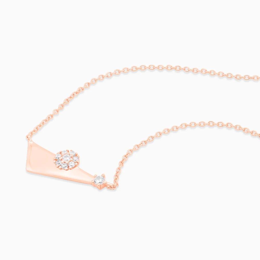 Colier argint placat aur roz pandantiv geometric rose harmony vedere laterala