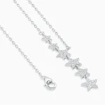 Colier argint stelute zirconia falling stars vedere frontala