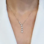 Colier argint stelute zirconia falling stars vedere frontala