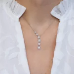 Colier argint stelute zirconia falling stars vedere frontala