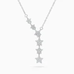 Colier argint stelute zirconia falling stars vedere frontala