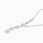 Colier argint stelute zirconia falling stars vedere frontala