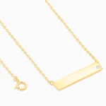 Colier arint placat aur design minimalist zirconia golden line vedere frontala
