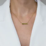 Colier arint placat aur design minimalist zirconia golden line vedere frontala