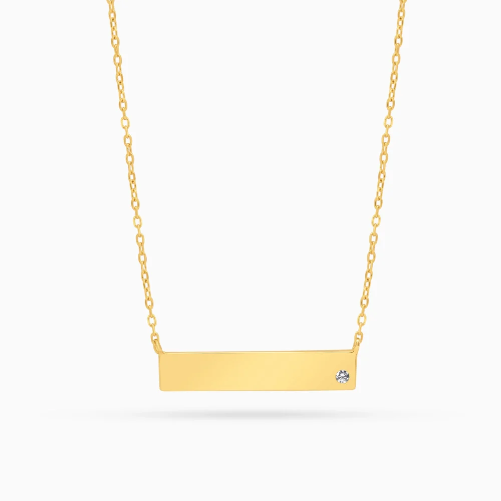 Colier din argint placat cu aur de 14K cu design minimalist și cubic zirconia - Golden Line