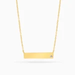 Colier arint placat aur design minimalist zirconia golden line vedere frontala