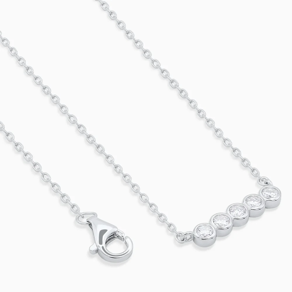Colier fin argint moissanite pure light detaliu inchidere