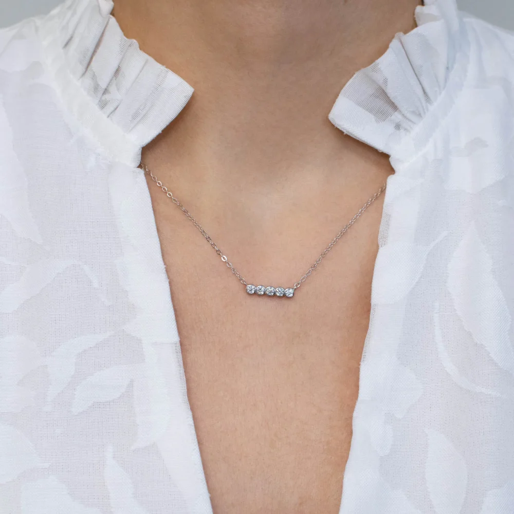 Colier fin argint moissanite pure light purtat model