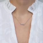 Colier fin argint moissanite pure light vedere frontala