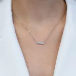 Colier fin argint moissanite pure light vedere frontala