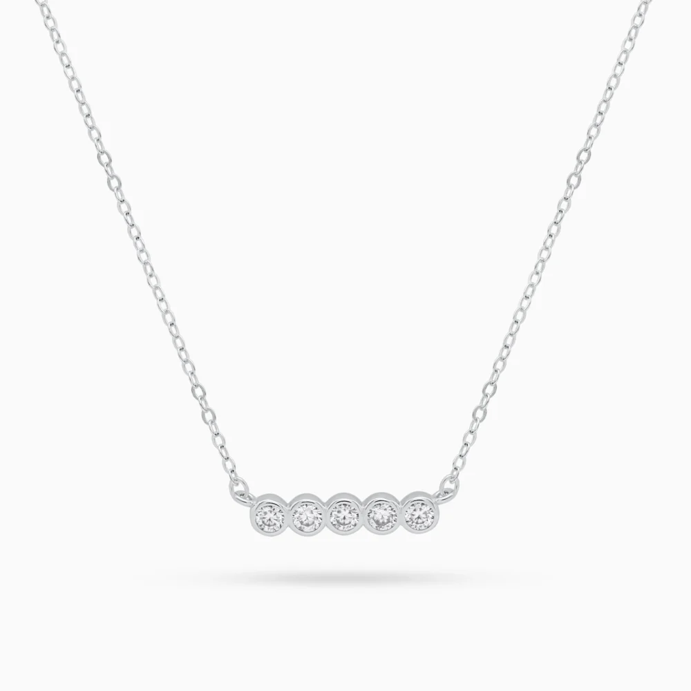 Colier fin argint moissanite pure light vedere frontala