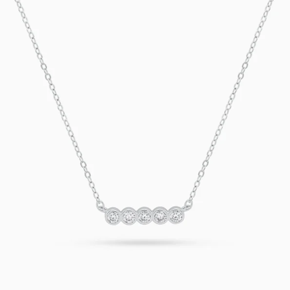 Colier fin argint moissanite pure light vedere frontala