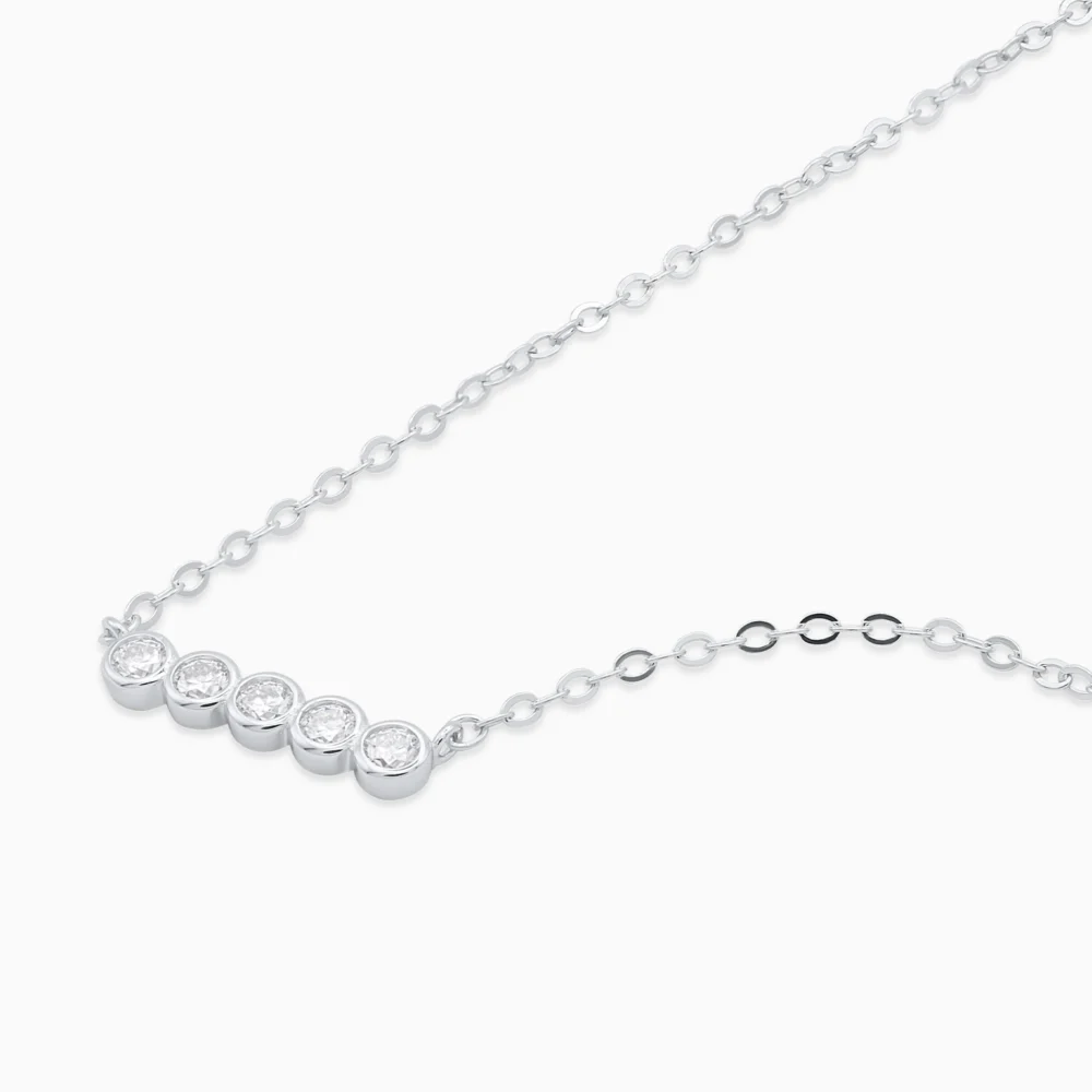 Colier fin argint moissanite pure light vedere laterala