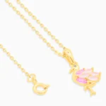 Colier flamingo argint placat aur pietre zirconia roz vedere frontala