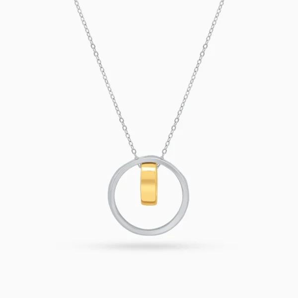 Colier modern argint pandantiv cercuri golden union vedere frontala