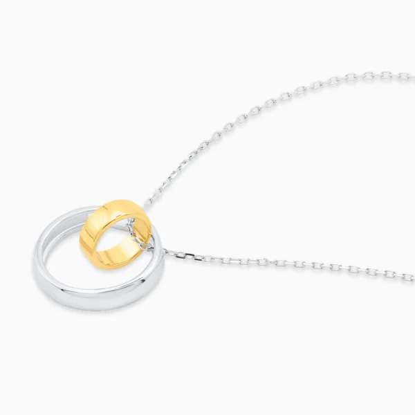 Colier modern argint pandantiv cercuri golden union vedere laterala