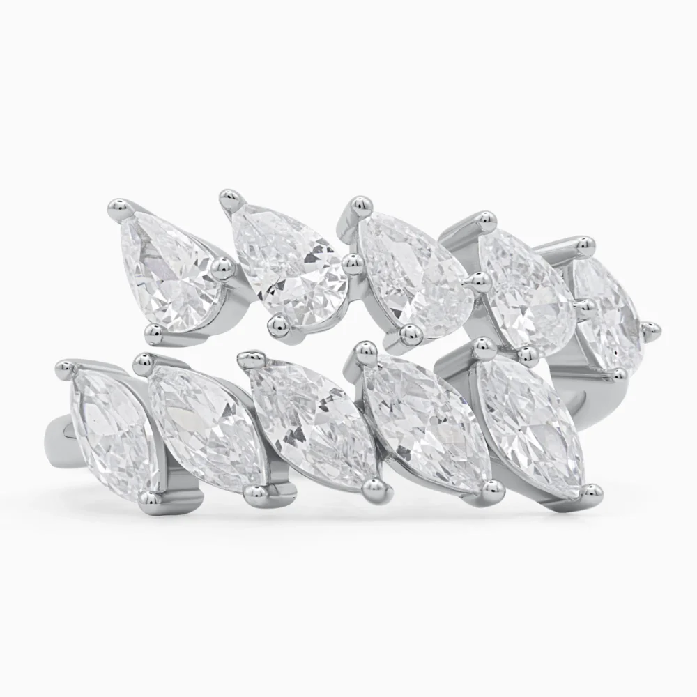 Inel argint ajustabil pietre cubic zirconia Marquise Glow detaliu pietre
