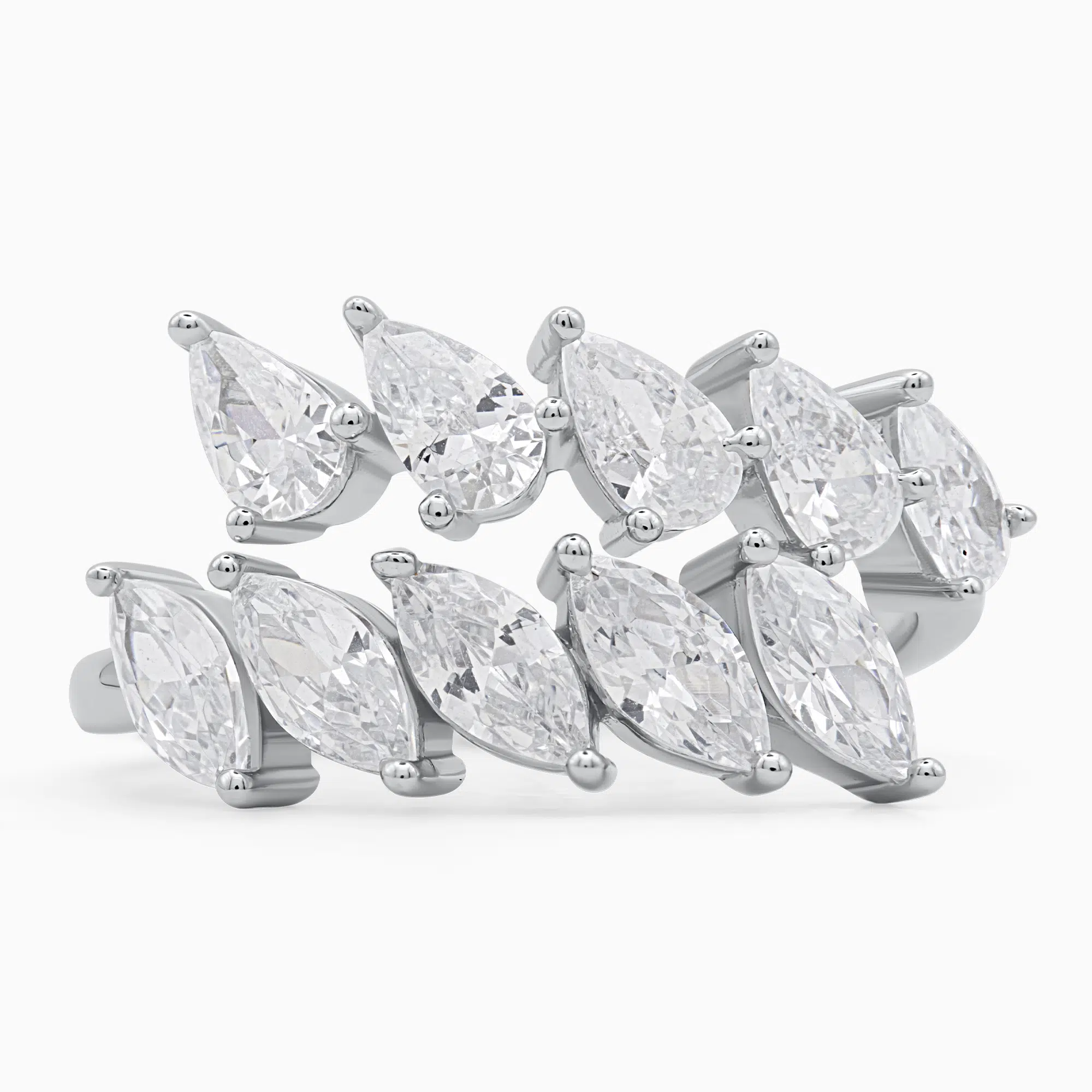 Inel argint ajustabil pietre cubic zirconia Marquise Glow detaliu pietre Inel argint ajustabil pietre cubic zirconia Marquise Glow detaliu pietre