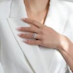 Inel argint ajustabil pietre cubic zirconia Marquise Glow vedere frontală