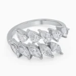 Inel argint ajustabil pietre cubic zirconia Marquise Glow vedere frontală