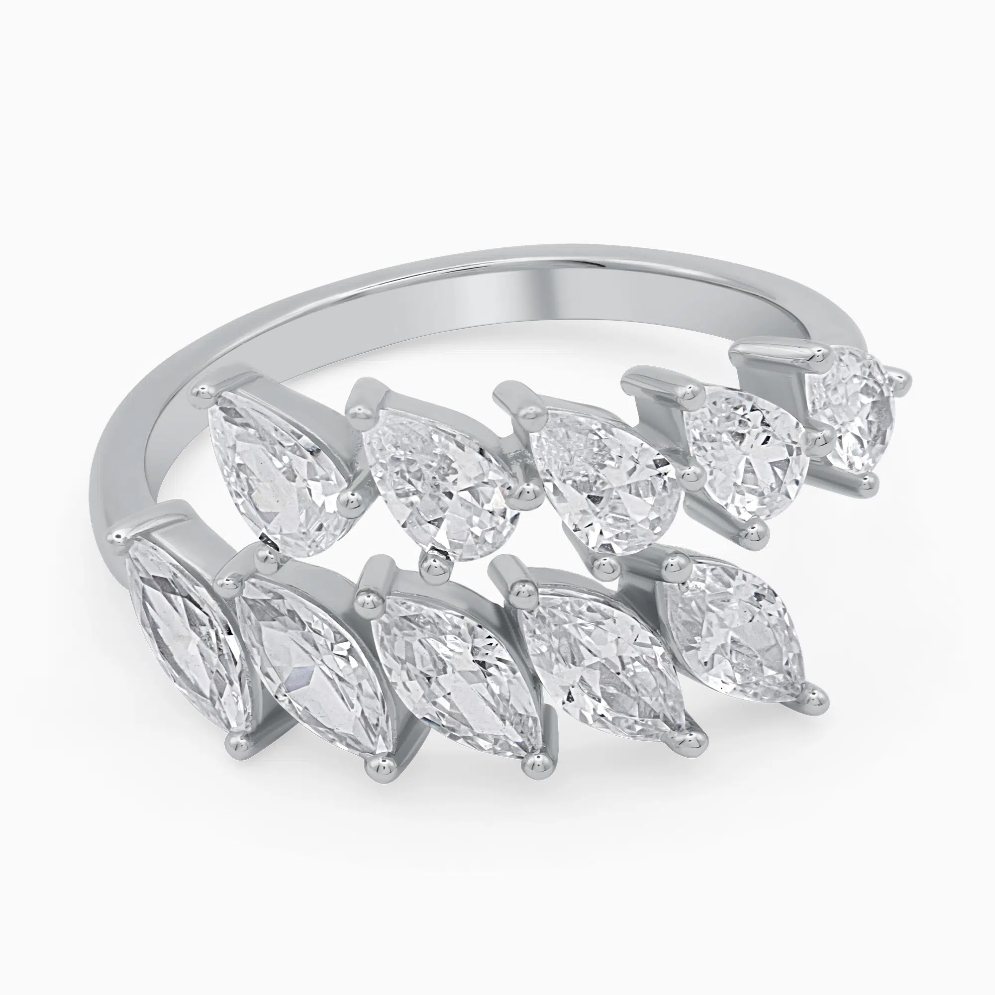 Inel argint ajustabil pietre cubic zirconia Marquise Glow vedere frontală Inel argint ajustabil pietre cubic zirconia Marquise Glow vedere frontală