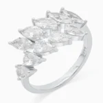 Inel argint ajustabil pietre cubic zirconia Marquise Glow vedere frontală