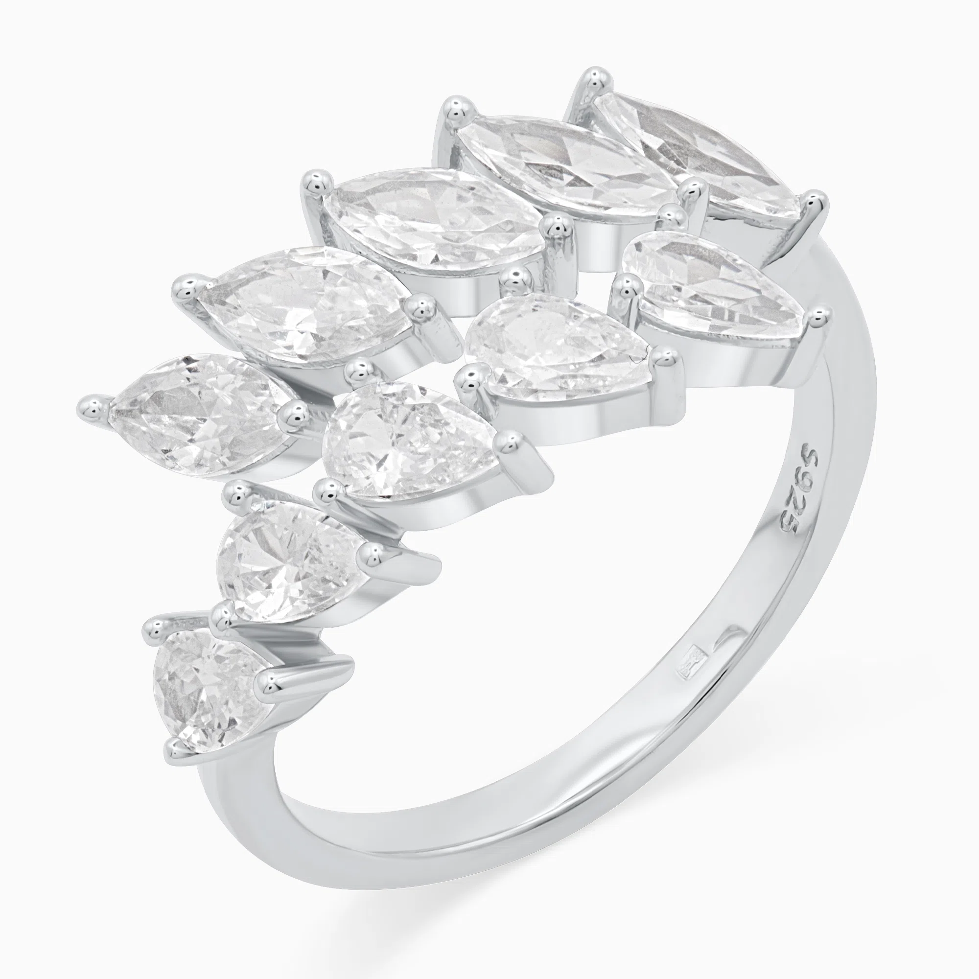 Inel argint ajustabil pietre cubic zirconia Marquise Glow vedere laterala Inel argint ajustabil pietre cubic zirconia Marquise Glow vedere laterala