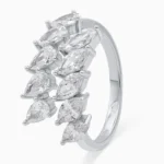 Inel argint ajustabil pietre cubic zirconia Marquise Glow vedere frontală